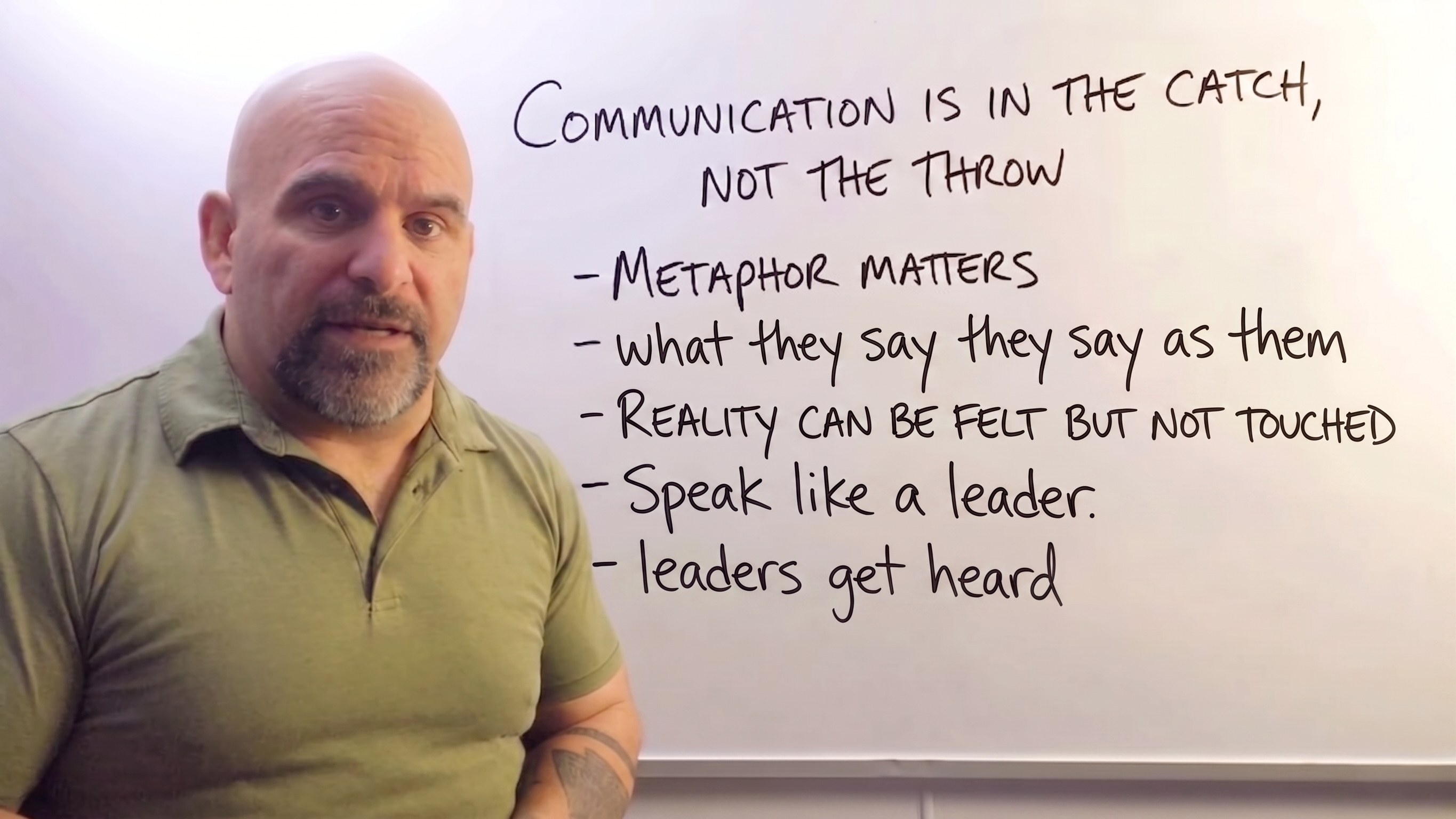 Master Chim at the whiteboard: Communication is in the catch, not the throw